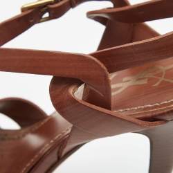 مملوكة مسبقًا Yves Saint Laurent Brown Leather Tribute Sandals Size 38