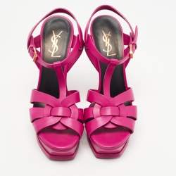 مملوكة مسبقًا Yves Saint Laurent Pink Leather Tribute Sandals 38