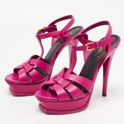 مملوكة مسبقًا Yves Saint Laurent Pink Leather Tribute Sandals 38