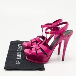 مملوكة مسبقًا Yves Saint Laurent Pink Leather Tribute Sandals 38