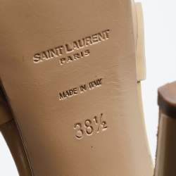 Pre Owned Yves Saint Laurent Beige Patent Leather Tribute Platform Sandals Size 38.5