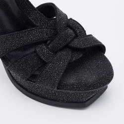 Pre Owned صندل إيف سان لوران تربيوت أسود بنعل سميك مقاس 36