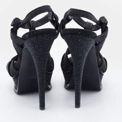 Pre Owned صندل إيف سان لوران تربيوت أسود بنعل سميك مقاس 36