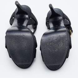 Pre Owned صندل إيف سان لوران تربيوت أسود بنعل سميك مقاس 36