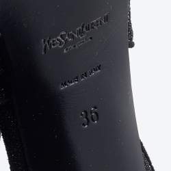 Pre Owned صندل إيف سان لوران تربيوت أسود بنعل سميك مقاس 36