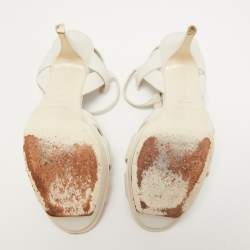 Pre Owned Yves Saint Laurent White Leather Tribute Sandals Size 41