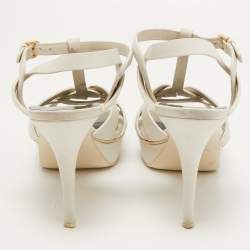 Pre Owned Yves Saint Laurent White Leather Tribute Sandals Size 41
