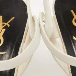 Pre Owned Yves Saint Laurent White Leather Tribute Sandals Size 41