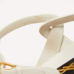 Pre Owned Yves Saint Laurent White Leather Tribute Sandals Size 41
