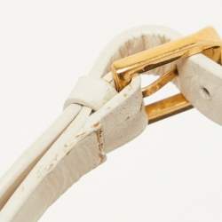 Pre Owned Yves Saint Laurent White Leather Tribute Sandals Size 41