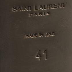 Pre Owned Yves Saint Laurent Grey Croc Embossed Leather Tribute Sandals Size 41