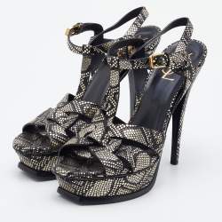 Python YSL Yves Saint Laurent Paris High Heel Shoes Black & 