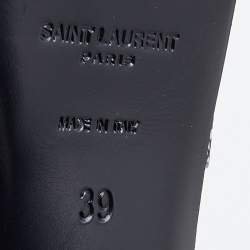 Pre Owned Yves Saint Laurent Metallic Black/Gold Python Embossed Leather Tribute Platform Sandals Size 39