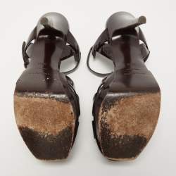 Pre Owned Yves Saint Laurent Burgundy Tribute Sandals Size 38.5