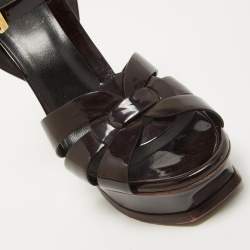 Pre Owned Yves Saint Laurent Burgundy Tribute Sandals Size 38.5