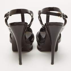 Pre Owned Yves Saint Laurent Burgundy Tribute Sandals Size 38.5