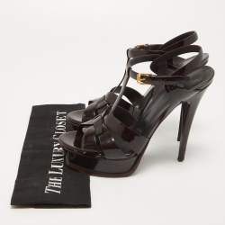 Pre Owned Yves Saint Laurent Burgundy Tribute Sandals Size 38.5