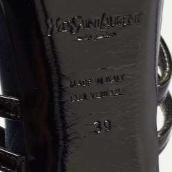 Pre Owned Yves Saint Laurent Black Patent Leather Strappy Platform Sandals Size 39