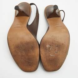 Pre Owned Yves Saint Laurent Brown Leather Slingback Sandals Size 39