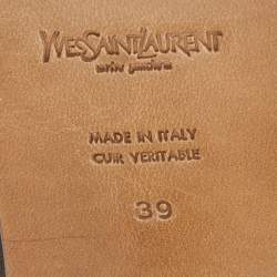 Pre Owned Yves Saint Laurent Brown Leather Slingback Sandals Size 39