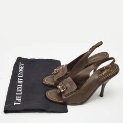 Pre Owned Yves Saint Laurent Brown Leather Slingback Sandals Size 39