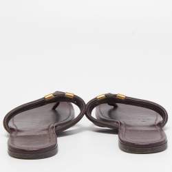 Pre Owned Yves Saint Laurent Plum Leather Ycon Thong Flats Size 37.5