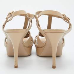 Pre Owned Yves Saint Laurent Beige Leather Tribute Sandals Size 40