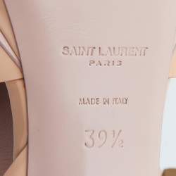 Pre Owned Yves Saint Laurent Peach Patent Leather Tribute Sandals Size 39.5