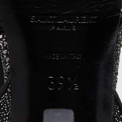 Pre Owned Yves Saint Laurent Black Textured Suede Tribute Sandals Size 39.5