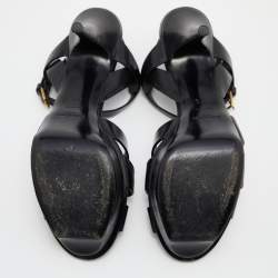 Pre Owned Yves Saint Laurent Black Leather Tribute Sandals Size 39.5