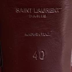 Pre Owned Yves Saint Laurent Burgundy Leather Tribute Sandals Size 40
