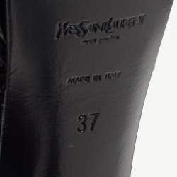 Pre Owned Yves Saint Laurent Black Patent Leather Tribute Sandals Size 37
