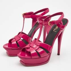 مملوكة مسبقًا Yves Saint Laurent Pink Patent Tribute Sandals Size 38