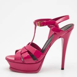 مملوكة مسبقًا Yves Saint Laurent Pink Patent Tribute Sandals Size 38