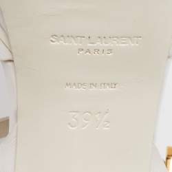 مملوكة مسبقًا Yves Saint Laurent Off White Leather Tribute Platform Sandals Size 39.5