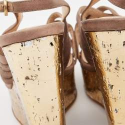 Pre Owned Yves Saint Laurent Brown Satin Wedge Sandals Size 35