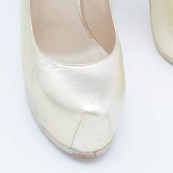 Pre Owned Yves Saint Laurent Gold Leather Tribtoo Platform Pumps Size 38.5
