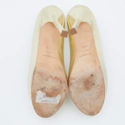 Pre Owned Yves Saint Laurent Gold Leather Tribtoo Platform Pumps Size 38.5