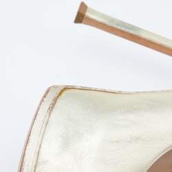 Pre Owned Yves Saint Laurent Gold Leather Tribtoo Platform Pumps Size 38.5