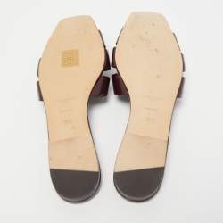 مملوكة مسبقًا Saint Laurent Burgundy Patent Leather Tribute Flat Slides Size 36.5