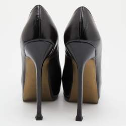 Pre Owned Yves Saint Laurent Black Leather Tribtoo Platform Pumps Size 38.5