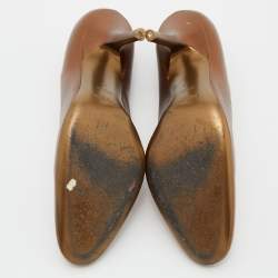 Yves Saint Laurent Metallic Brown Leather Pumps Size 40