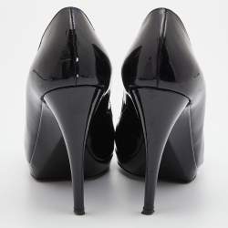 Yves Saint Laurent Black Patent Leather Pointed Toe Platform Pumps Size 37