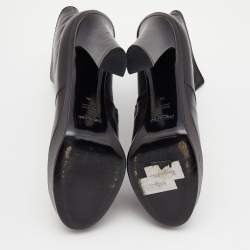Pre Owned Yves Saint Laurent Black Leather Platform Ankle Booties Size 39