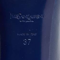 Pre Owned Yves Saint Laurent Navy Blue Leather Platform Pumps Size 37