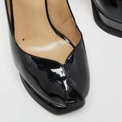 Pre Owned Yves Saint Laurent Black Patent Leather Peep Toe Pumps Size 35