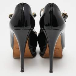 Pre Owned Yves Saint Laurent Black Patent Leather Peep Toe Pumps Size 35