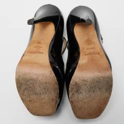 Pre Owned Yves Saint Laurent Black Patent Leather Peep Toe Pumps Size 35