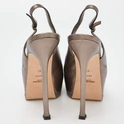 Yves Saint Laurent Metallic Leather Tribtoo Slingback Sandals Size 40