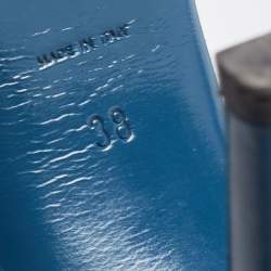 Pre Owned Yves Saint Laurent Blue Patent Leather Tribute Sandals Size 38